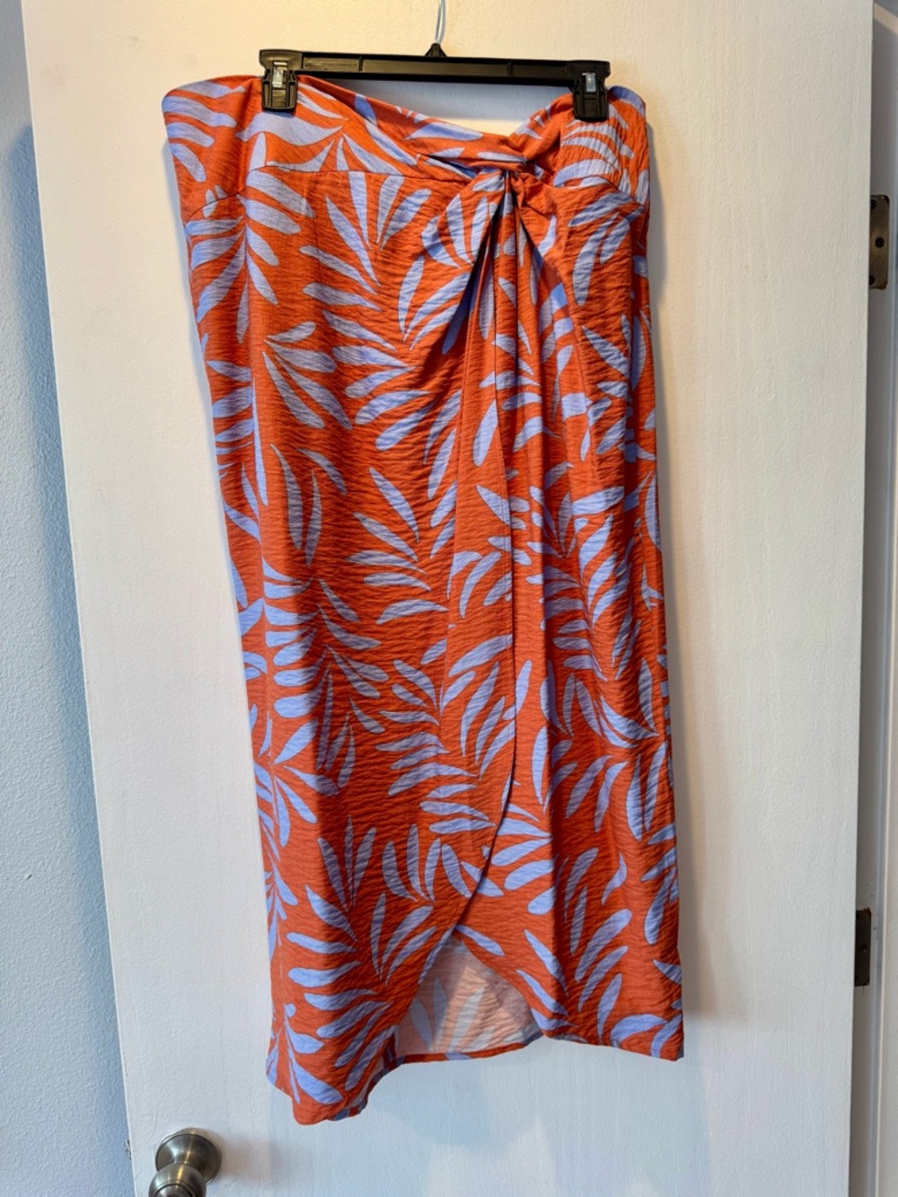 LOFT Orange and Light Blue Tropical Leaf Sarong